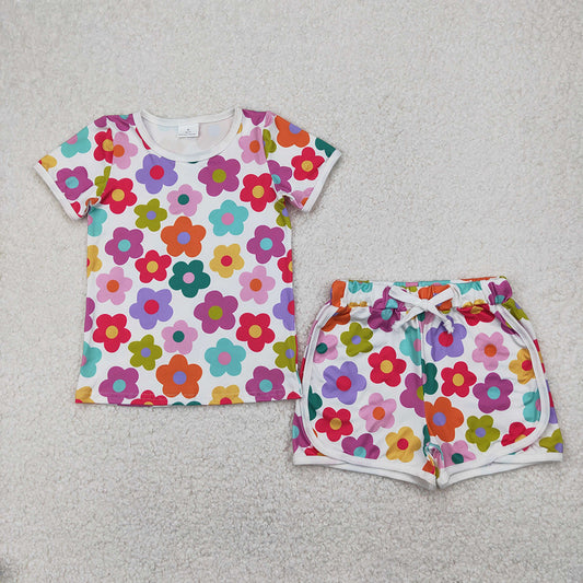 Baby Girls Colorful Flowers Top Shorts Clothes Sets