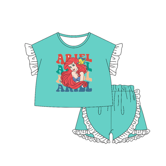 Baby Girls Princess AR Shirt Ruffle Shorts Clothes Sets Preorder