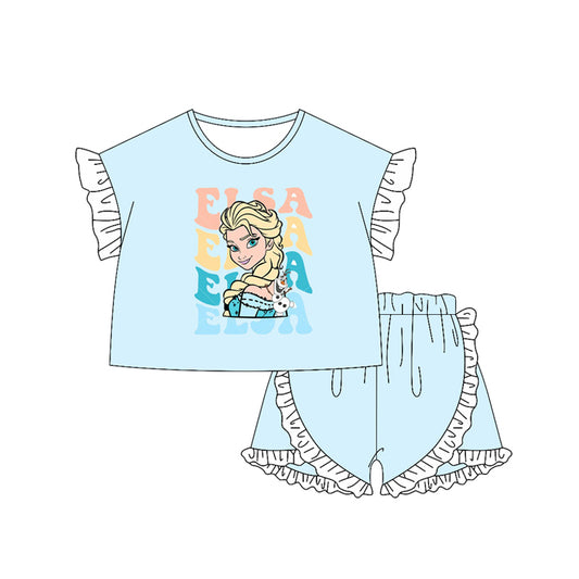 Baby Girls Princess E Shirt Ruffle Shorts Clothes Sets Preorder