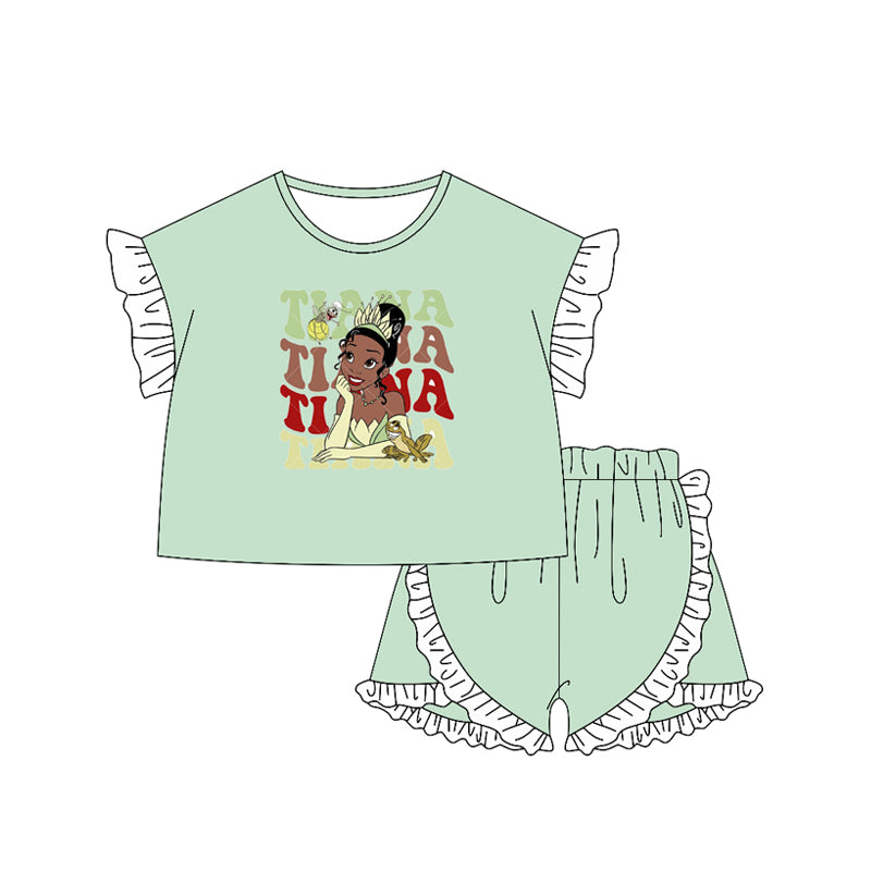 Baby Girls Princess T Shirt Ruffle Shorts Clothes Sets Preorder