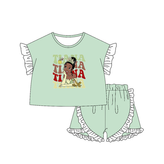 Baby Girls Princess T Shirt Ruffle Shorts Clothes Sets Preorder