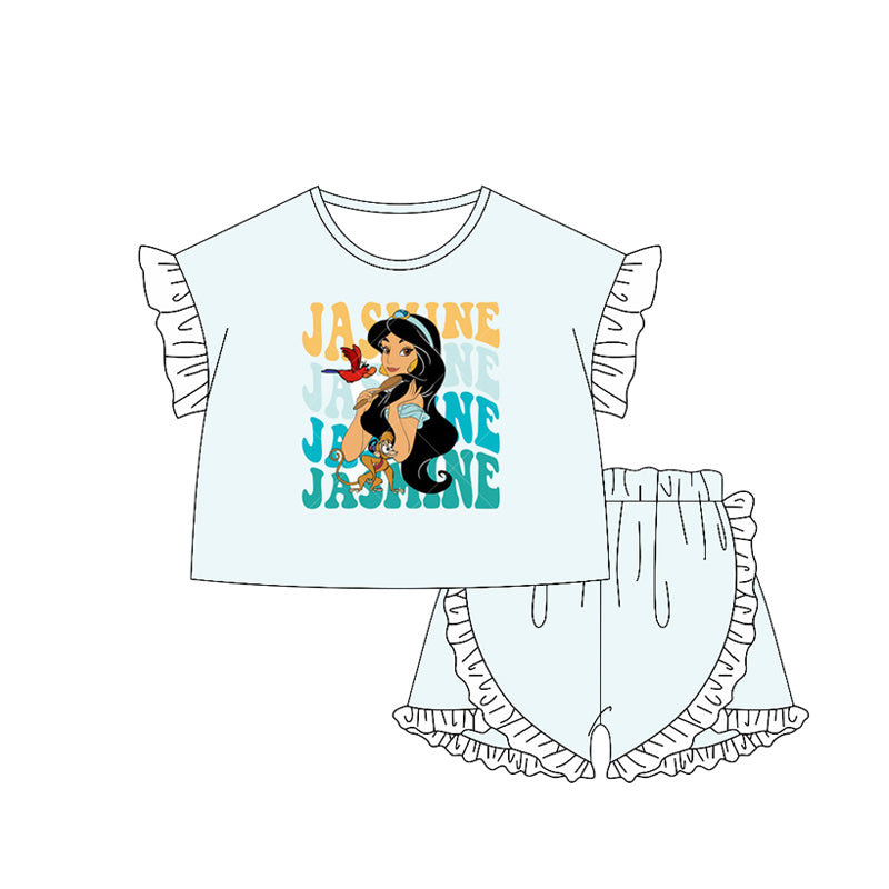 Baby Girls Princess J Shirt Ruffle Shorts Clothes Sets Preorder