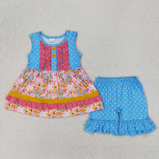 Baby Girls Butterfly Ruffle Tunic Shorts Clothes Sets