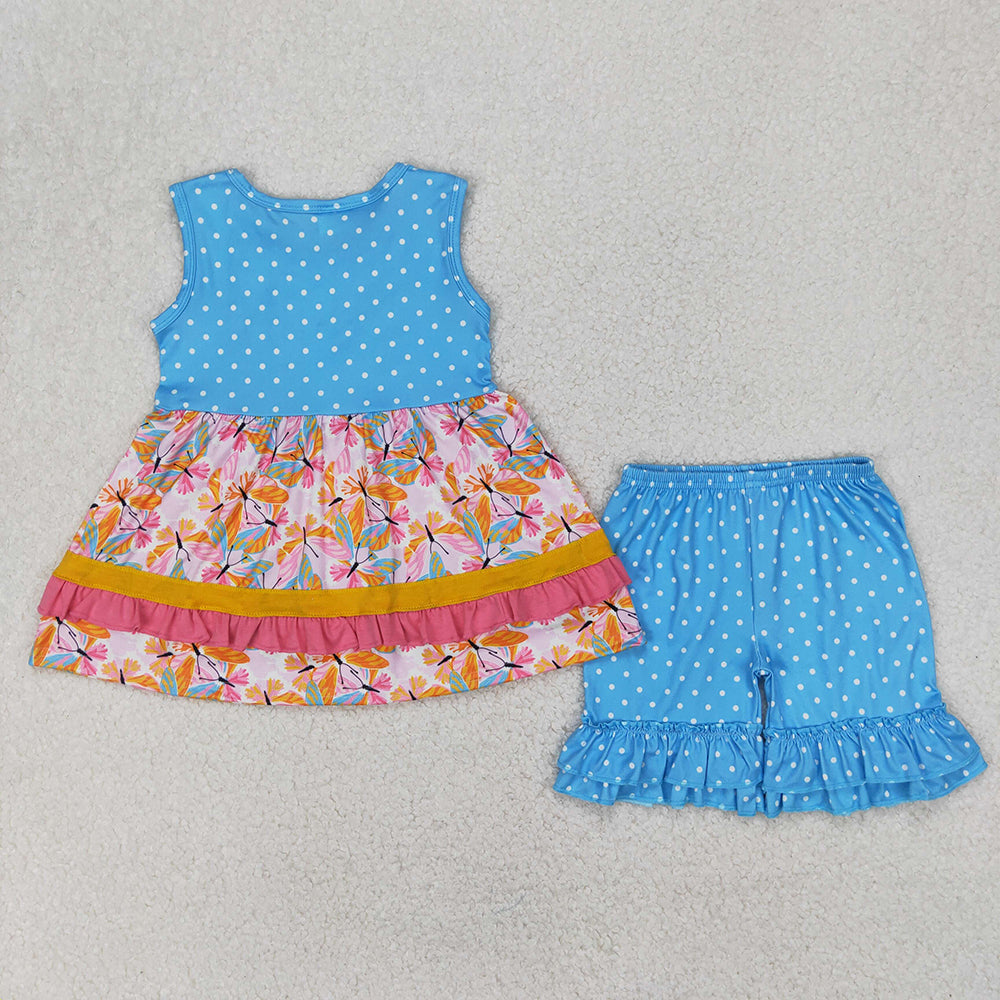 Baby Girls Butterfly Ruffle Tunic Shorts Clothes Sets