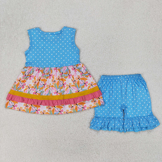 Baby Girls Butterfly Ruffle Tunic Shorts Clothes Sets