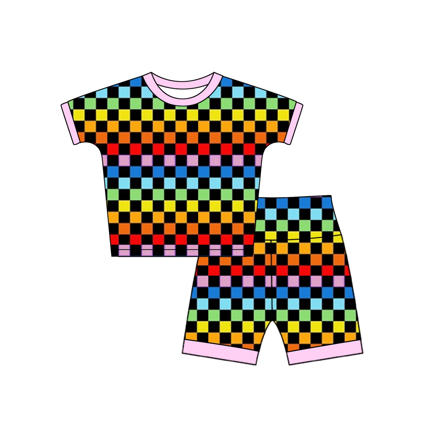 Baby Girls Colorful Cartoon Top Tee Shorts Clothes Sets preorder