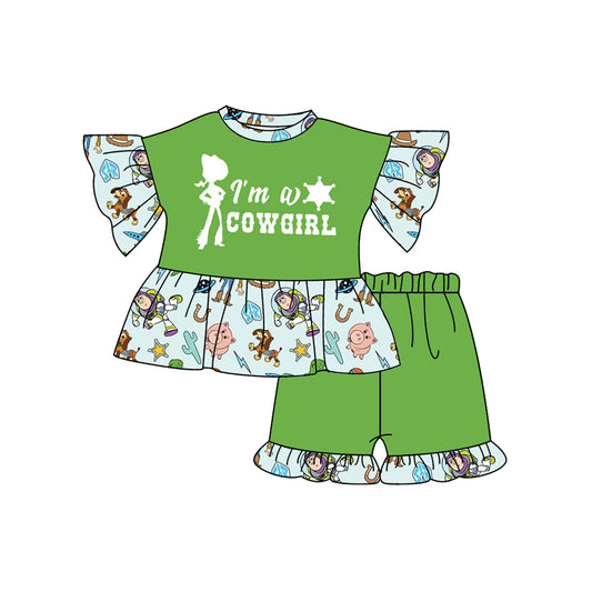 Baby Girls Western Cowgirl Toy Tops Shorts Clothes Sets preorder