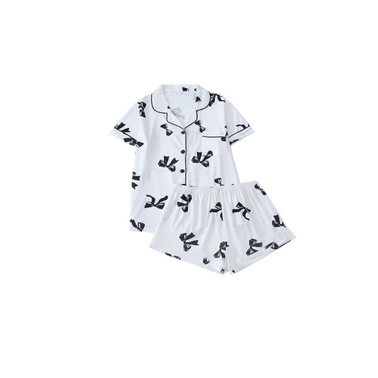Baby Boys Black Bows Buttons Shirt Tops Shorts Pajamas Clothes Sets preorder