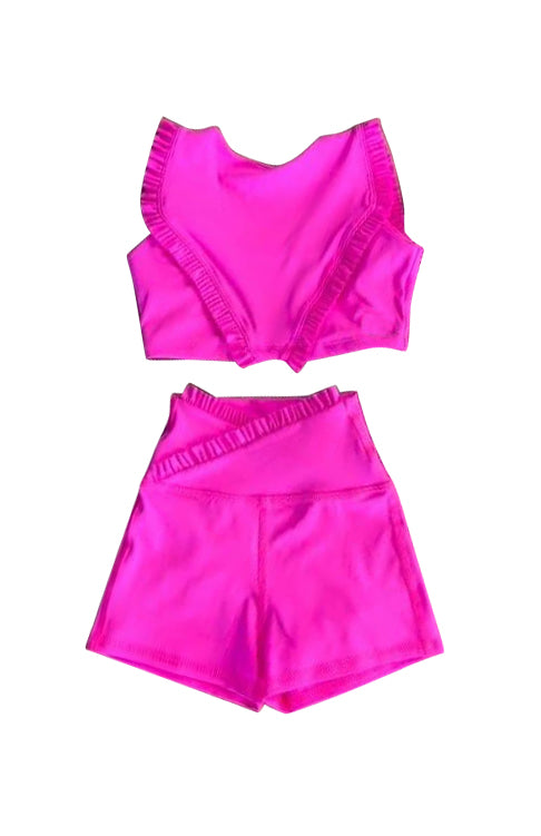 Baby Girls Hotpink Pink Yoga Vest Shorts Active Wear Sets Preorder