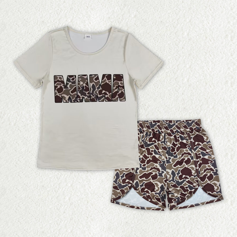 Mama and Me Baby Boys Dark Khaki Camo Mama's Boy Top Shorts Clothes Sets