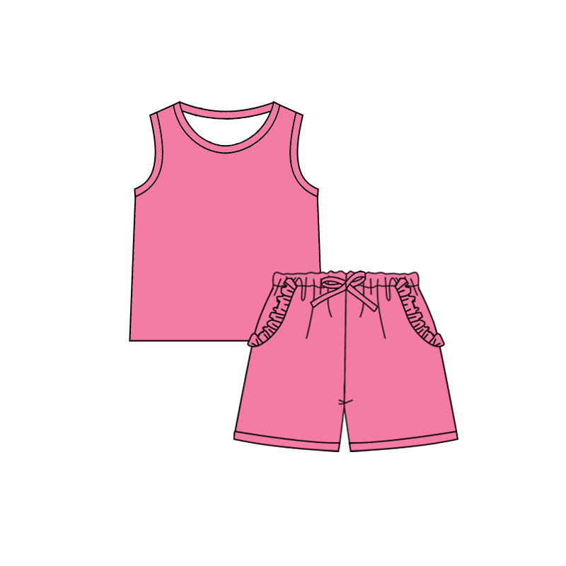 Baby Girls Pink Sleeveless Top Pockets Short Set Preorder