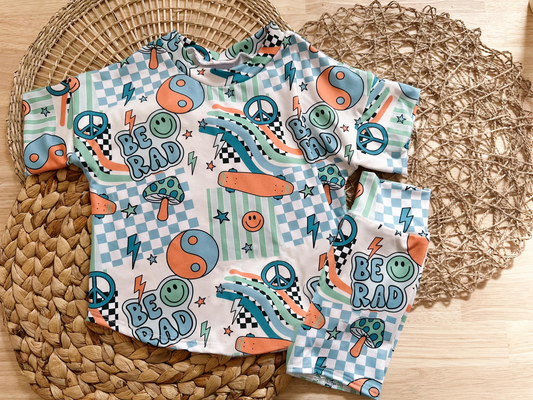 Baby Girls Aqua Short Sleeves Stars Lightning Top Short Pajamas Set Preorder