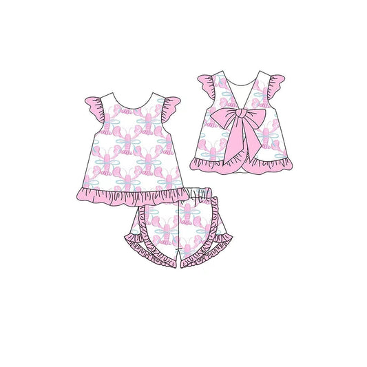 Preorder moq 5 Baby Girls Pink Crayfishes Tunic Ruffle Short Set