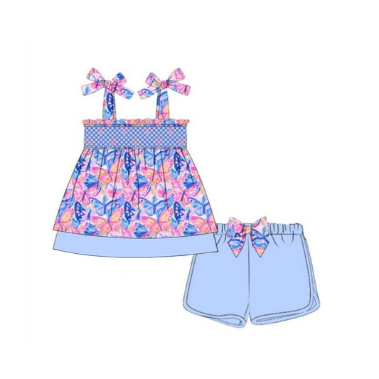 Baby Girls Strap Colorful Butterfly Tunic Short Set Preorder