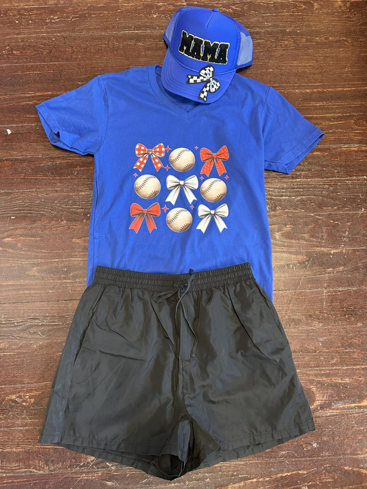 Baby Girls Bows Baseball Top Black Pockets Shorts Sets Preorder