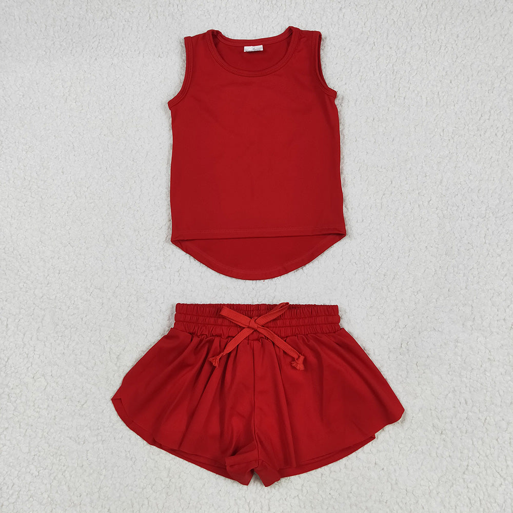 Baby Girls Red Sleeveless Top Skorts Yoga Active Wear Sets