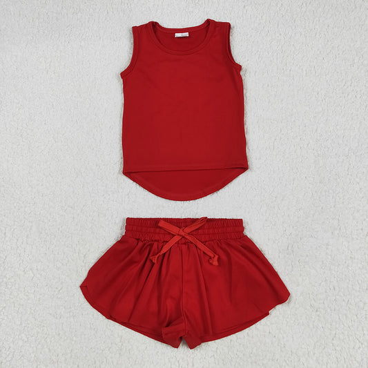 Baby Girls Red Sleeveless Top Skorts Yoga Active Wear Sets