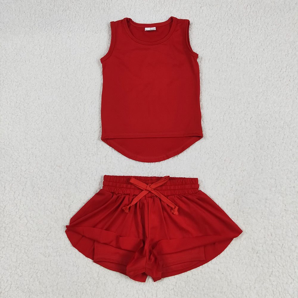 Baby Girls Red Sleeveless Top Skorts Yoga Active Wear Sets