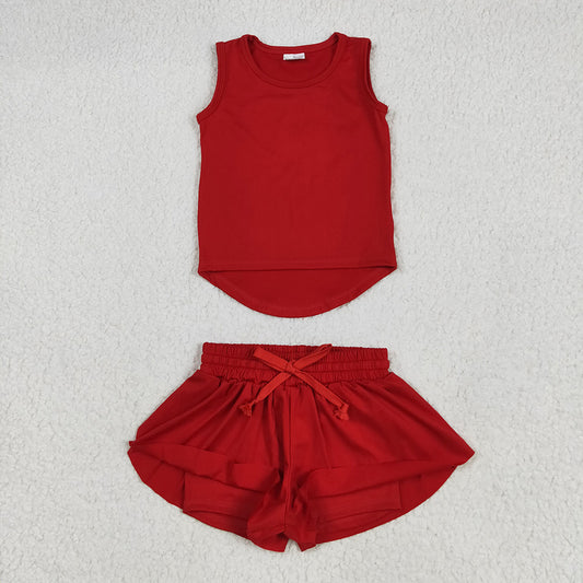 Baby Girls Red Sleeveless Top Skorts Yoga Active Wear Sets