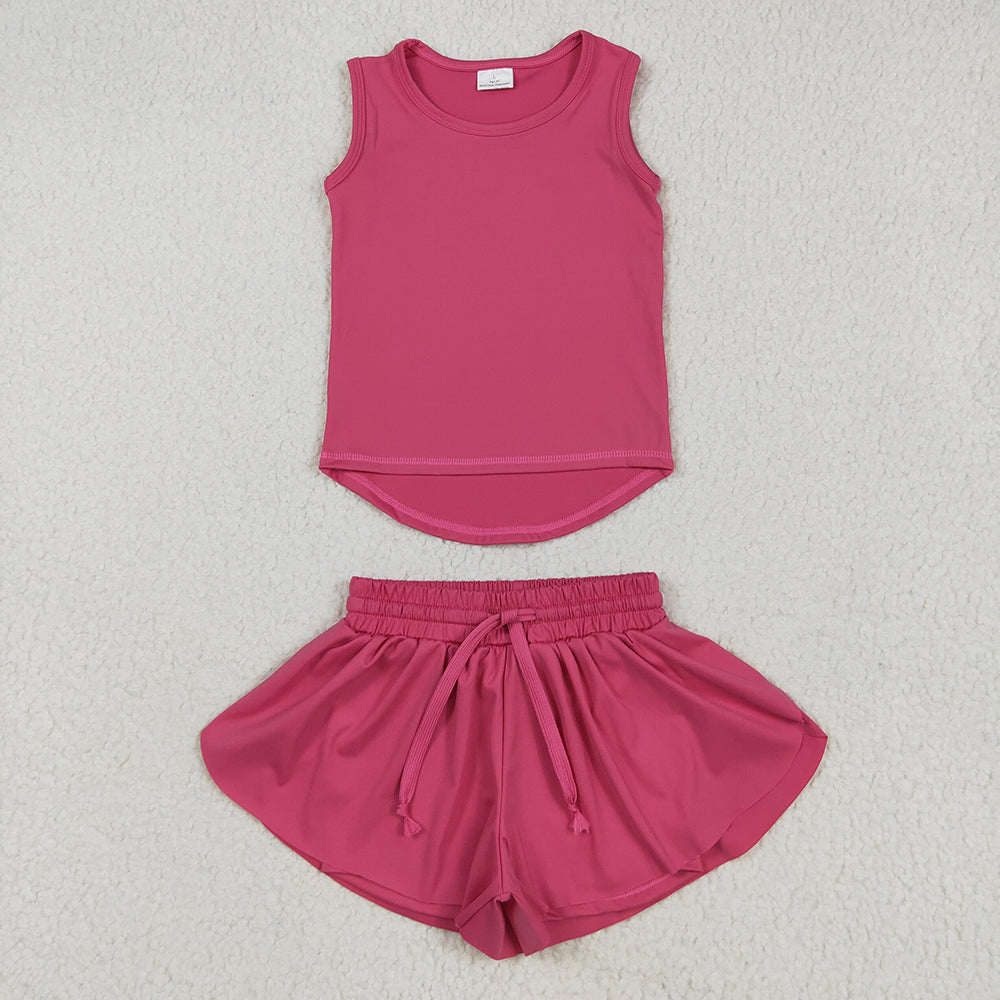 Baby Girls Yoga Hot Pink Sleeveless Top Skorts Sets