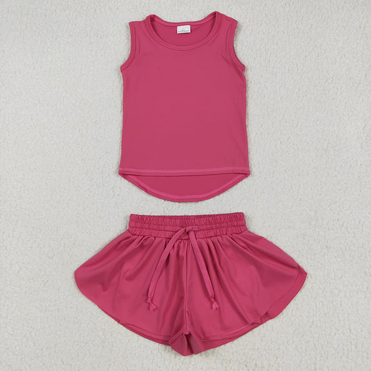 Baby Girls Yoga Hot Pink Sleeveless Top Skorts Sets