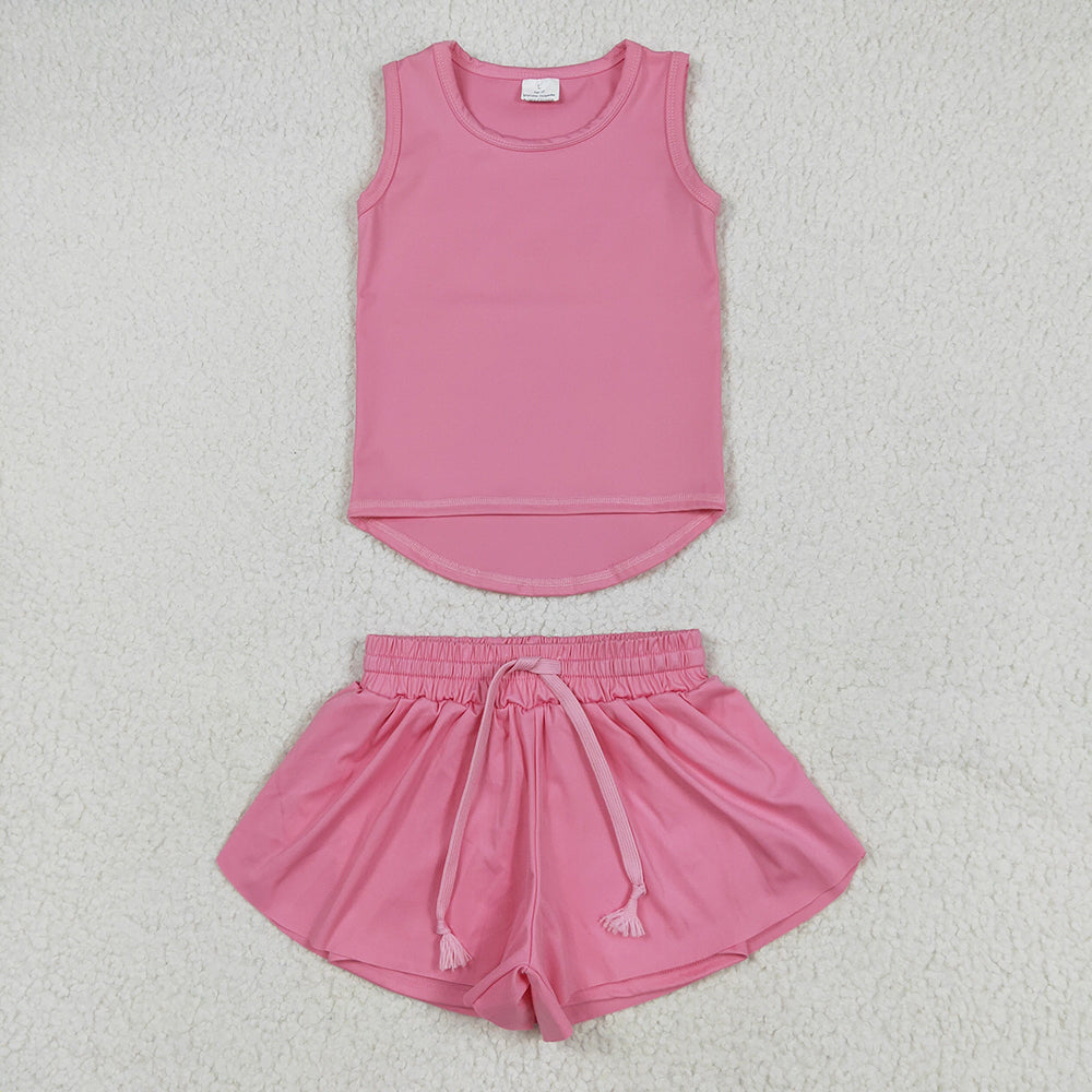 Baby Girls Pink Sleeveless Yoga Top Skorts Sets