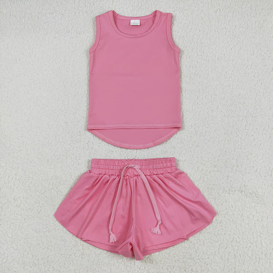 Baby Girls Pink Sleeveless Yoga Top Skorts Sets
