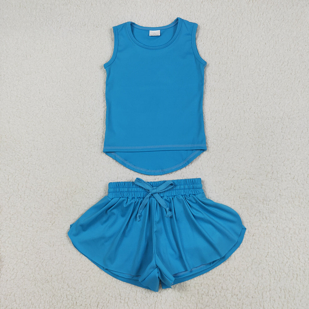 Baby Girls Yoga Blue Sleeveless Top Skorts Shorts Sets