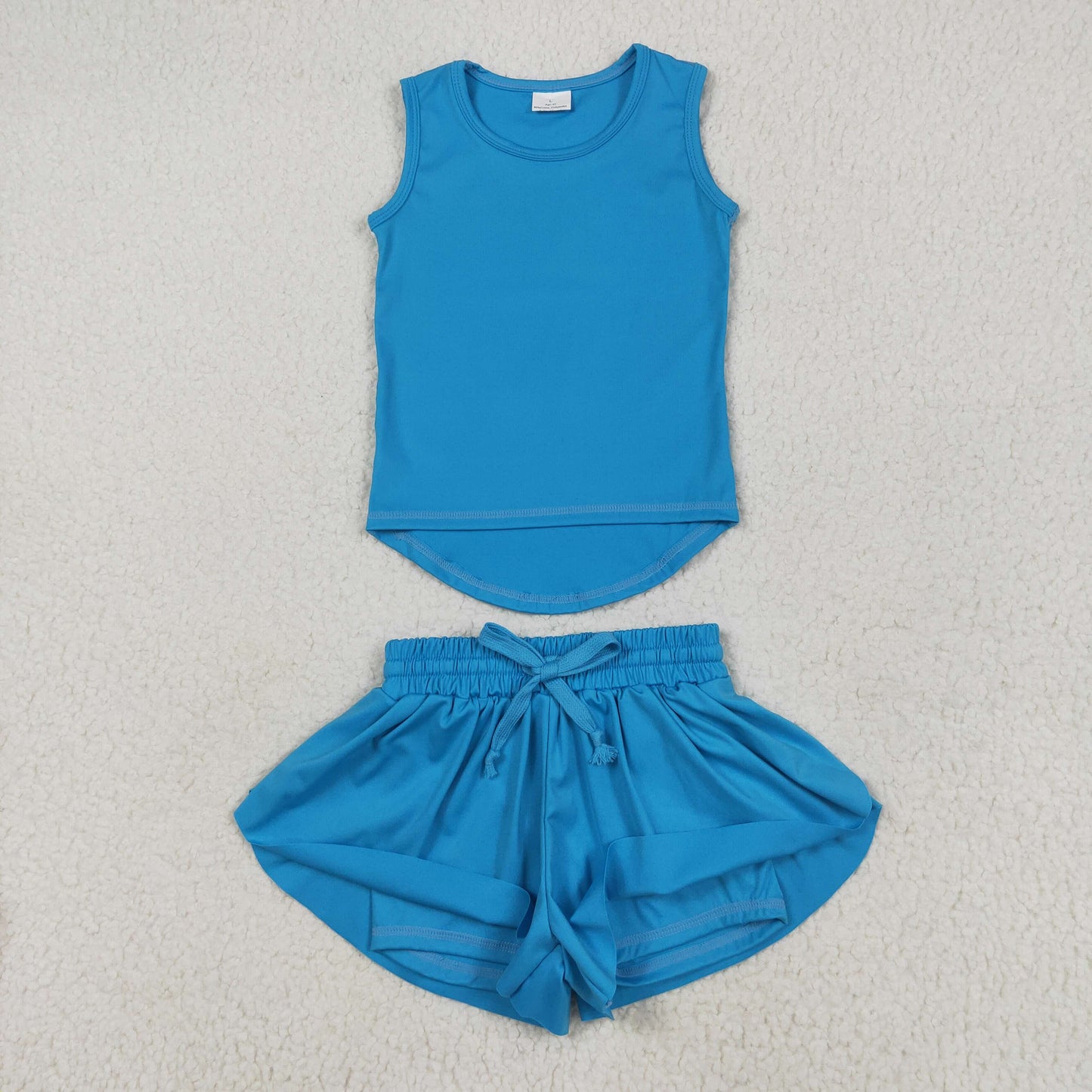 Sibling Baby Girls Sleeveless Colorful Yoga Vests Top Ruffle Shorts Set