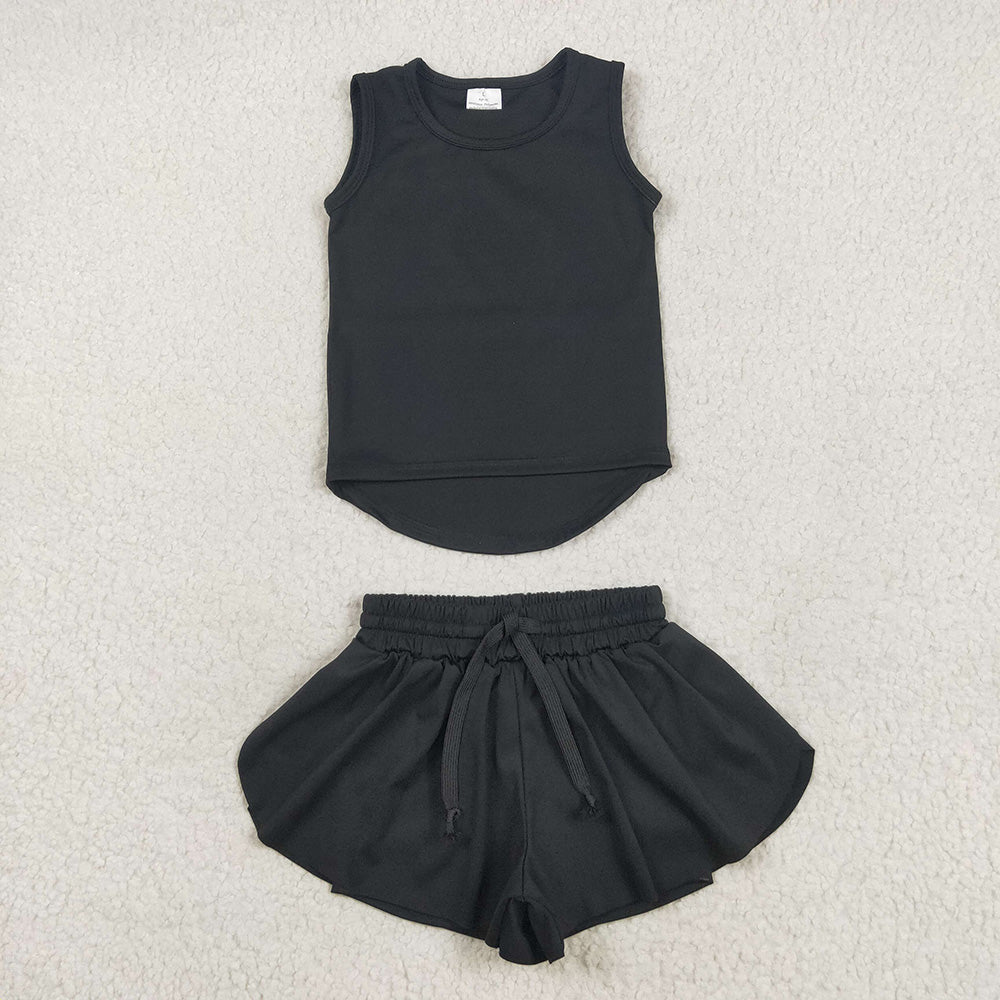 Baby Girls Black Sleeveless Top Skorts Sets