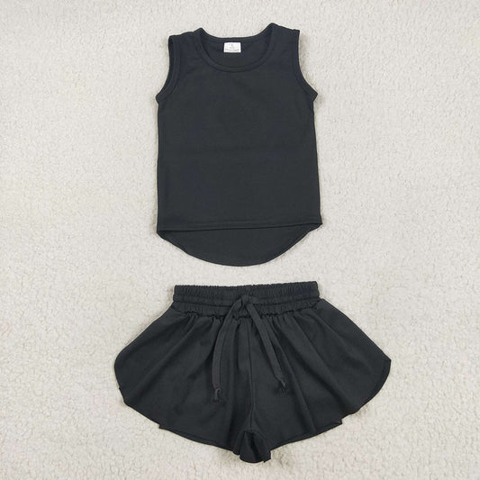 Baby Girls Black Sleeveless Top Skorts Sets
