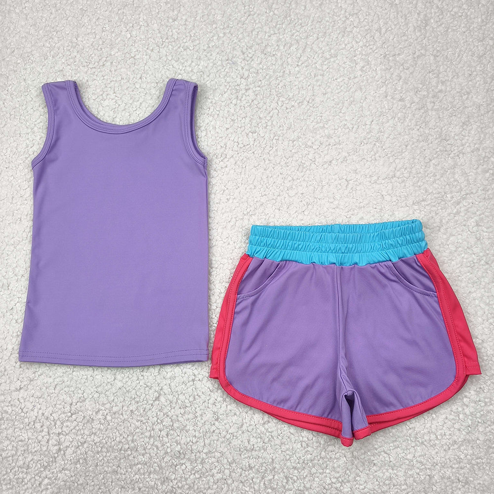 Baby Girls Lavender Sleeveless Shirt Short Yoga Active Sets