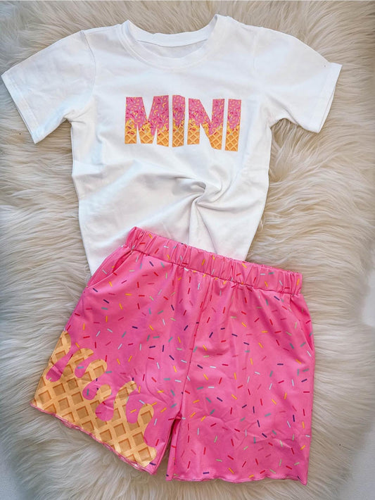 Baby Girls Short Sleeves MINI Top Team Pockets Short Set Preorder