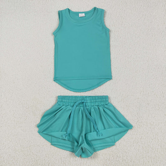 Baby Girls Aqua Sleeveless Top Skort Yoga Sets