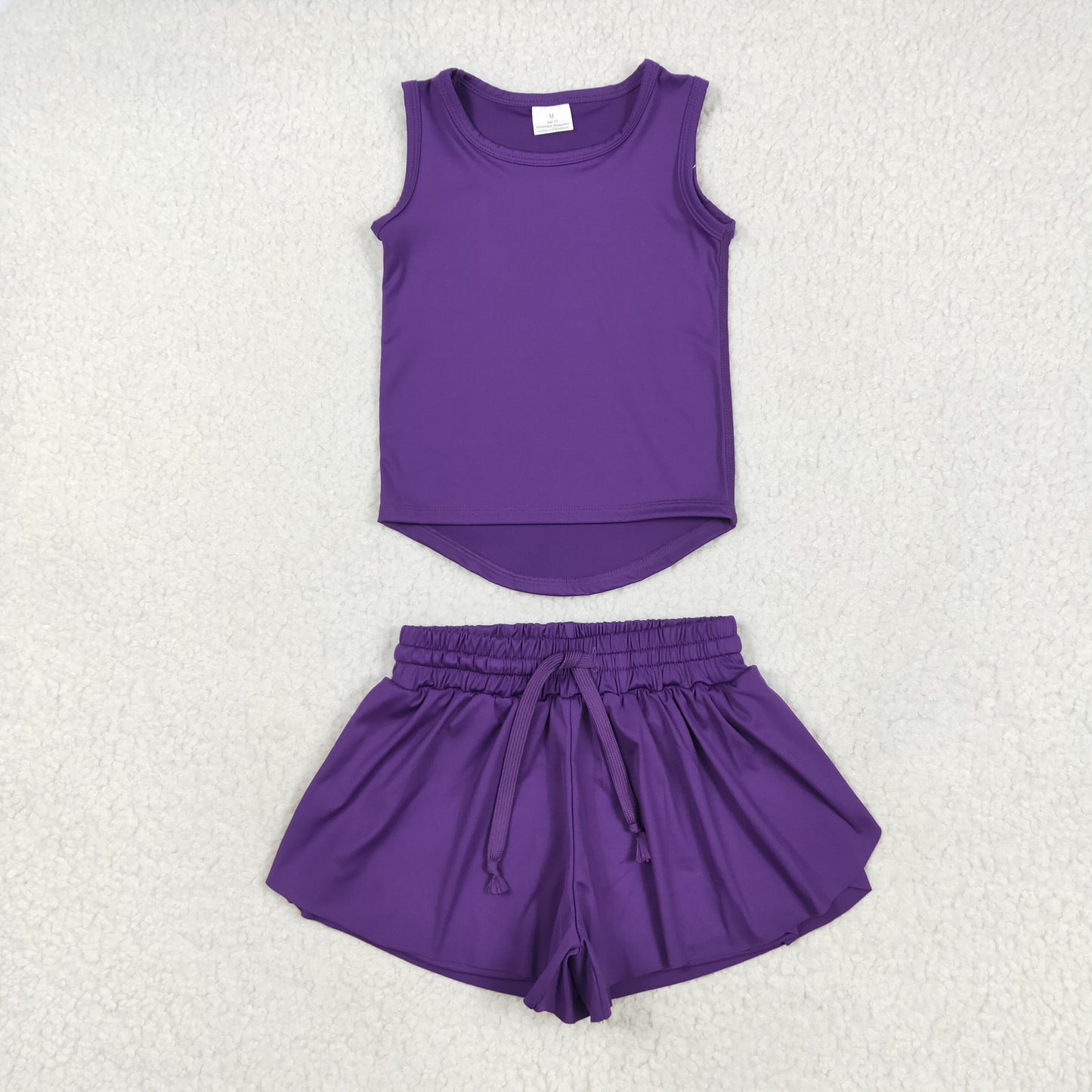 Sibling Baby Girls Sleeveless Colorful Yoga Vests Top Ruffle Shorts Set