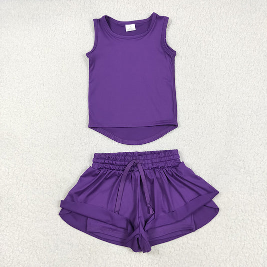 Baby Girls Purple Sleeveless Top Skort Yoga Sets