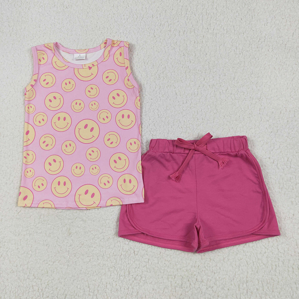 Baby Girls Pink Sleeveless Smiles Top Pockets Short Sets