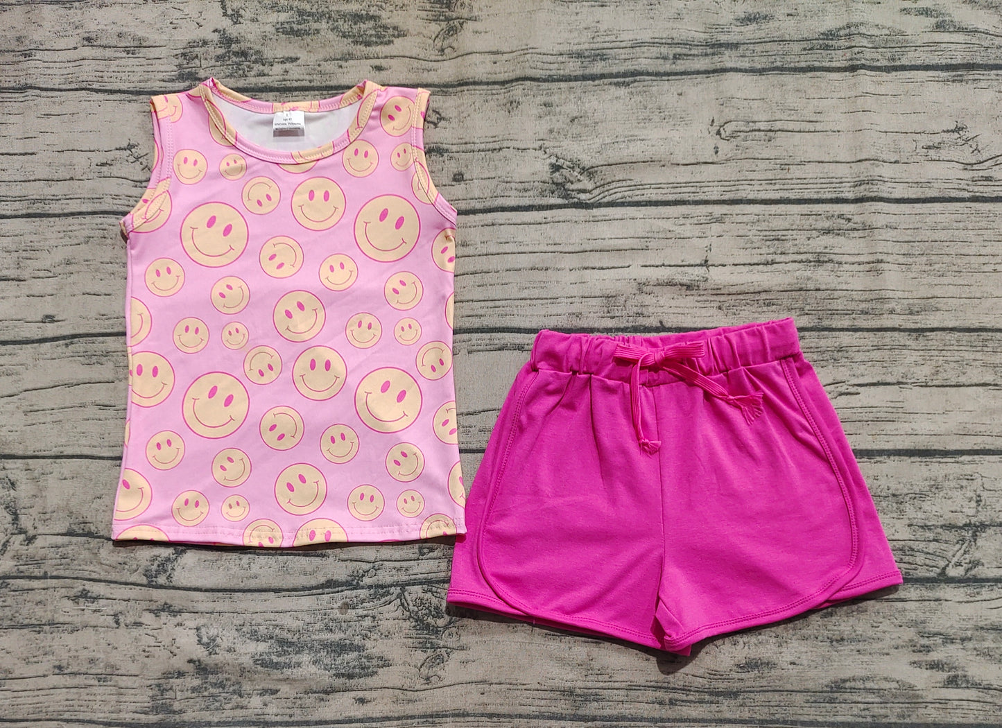 Baby Girls Pink Sleeveless Smiles Top Pockets Short Sets
