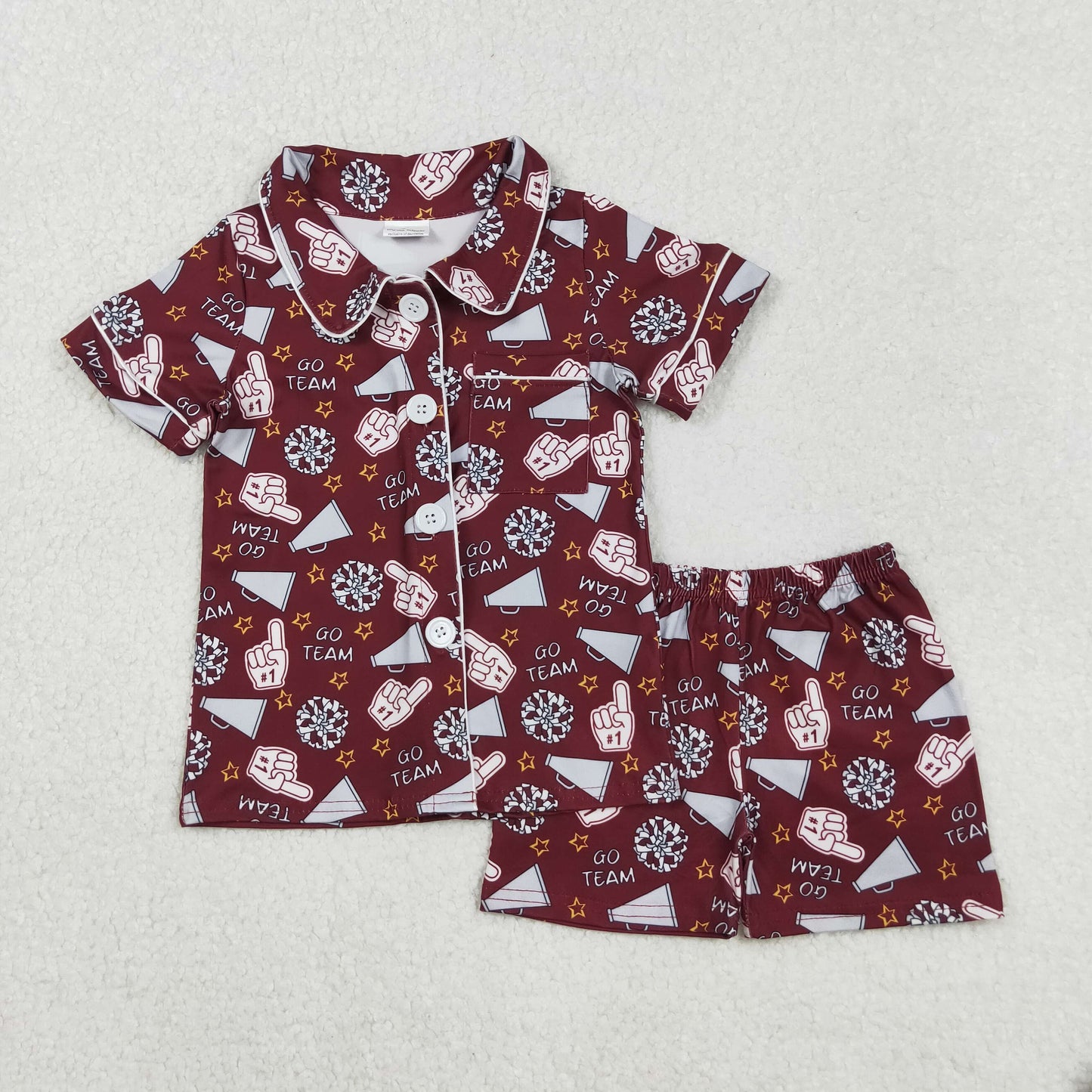 Sibling Baby Girls Footballs Go Team Button Top Shorts Pajamas Sets
