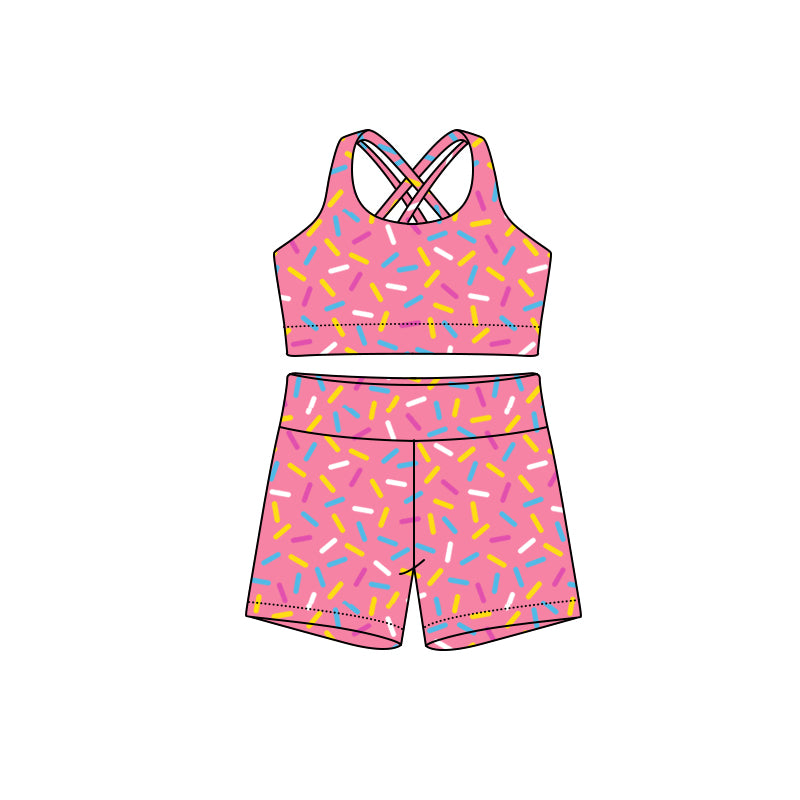 Adult Women Pink Straps Team Vests Top Short Sets Preorder