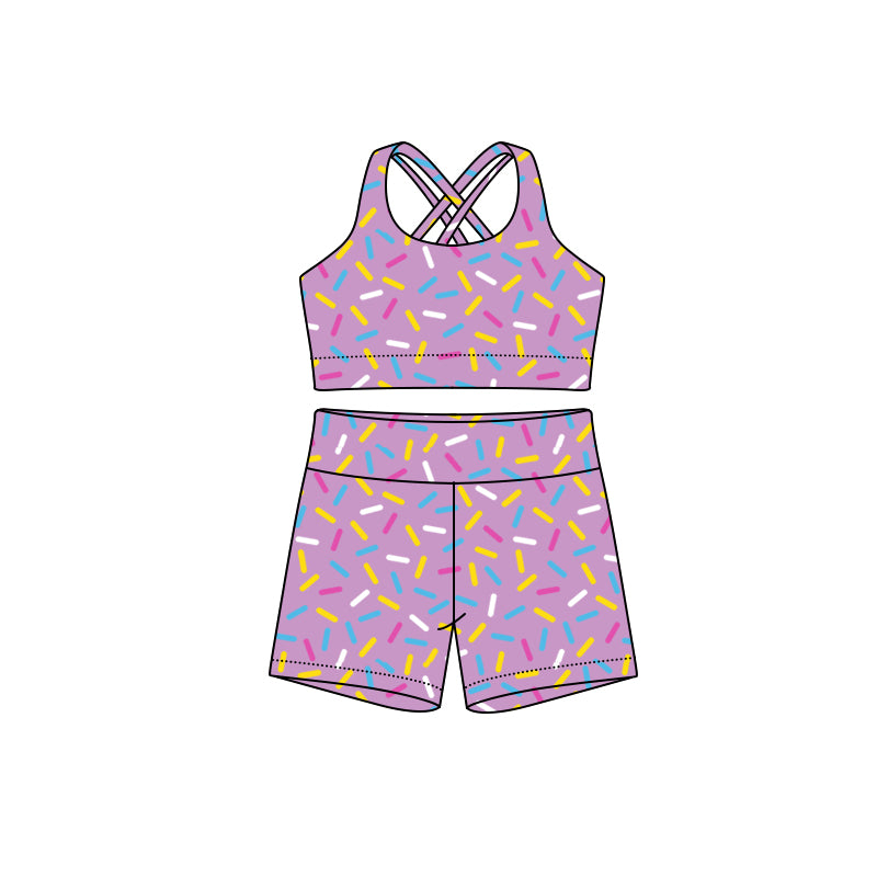 Adult Women Lavender Straps Team Vests Top Short Sets Preorder
