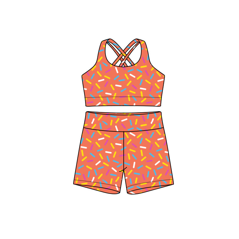 Adult Women Orange Straps Team Vests Top Short Sets Preorder