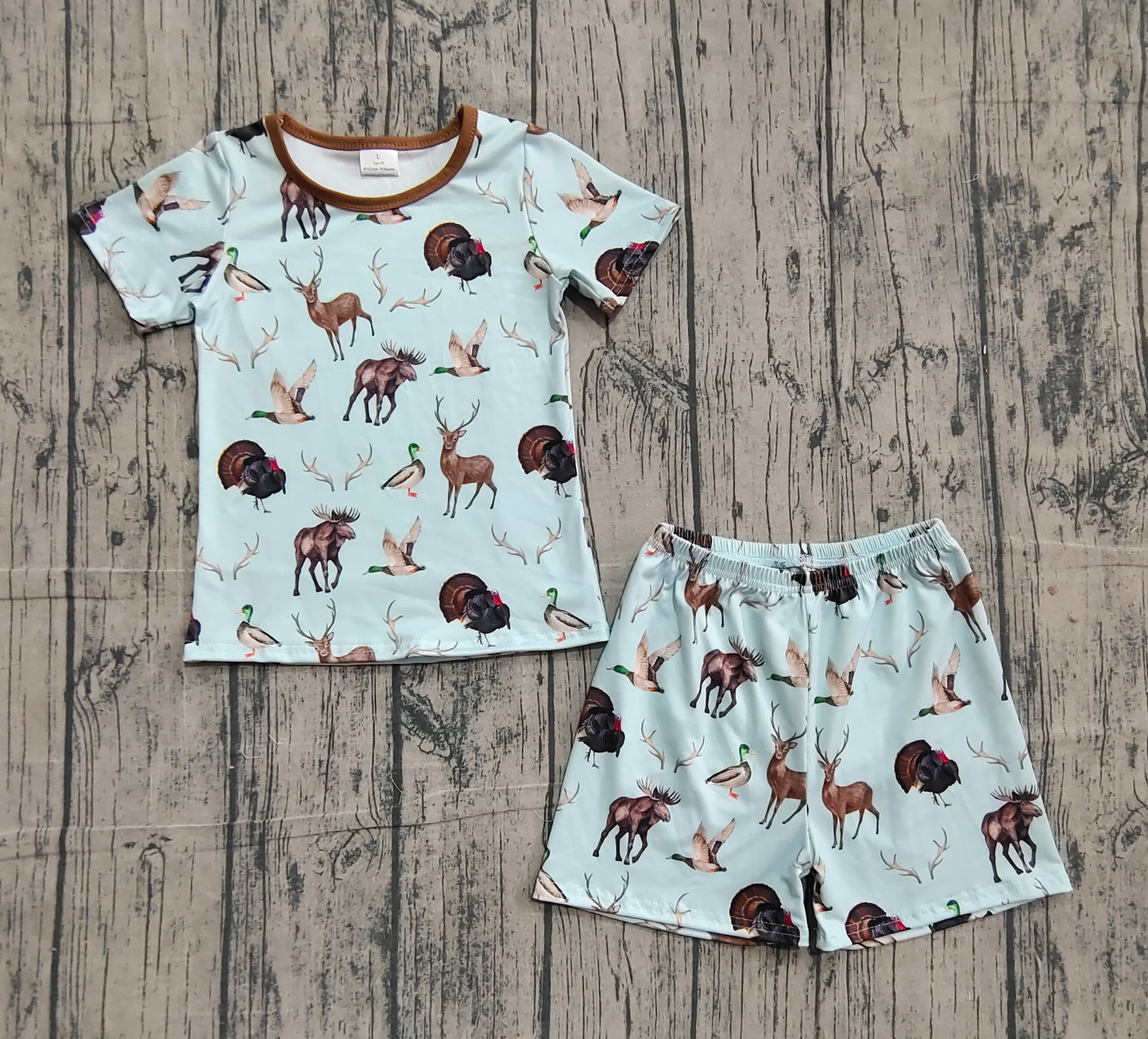 Baby Girls Turkey Deer Ducks Top Shorts Hunting Pajamas Sets