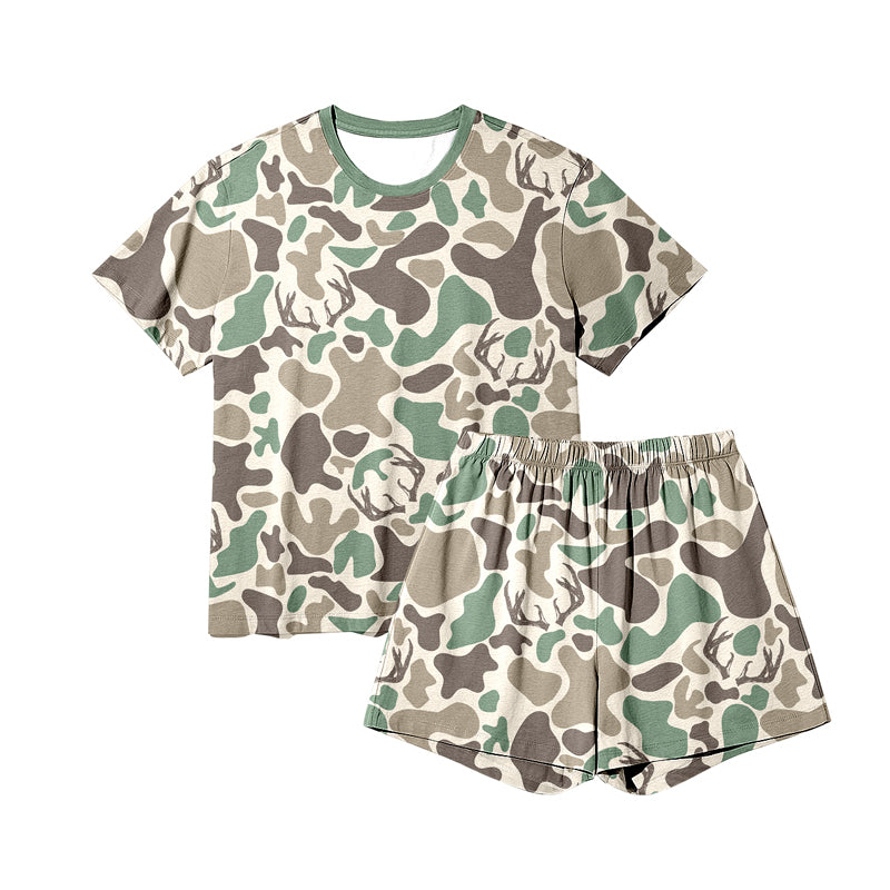 Adult Women Brown Deer Camo Top Shorts Western Pajamas Sets Preorder