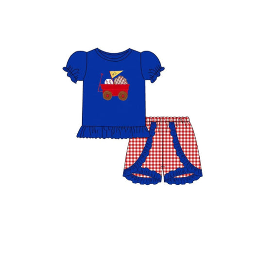 Baby Girls Baseballs Truck Top Checked Ruffle Shorts Team Clothes Sets Preorder