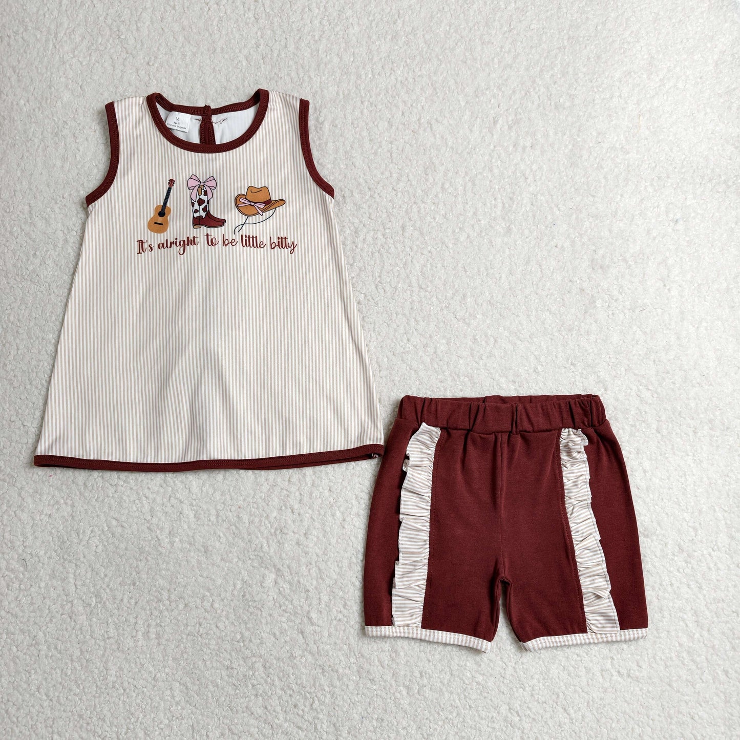 Baby Girls Boots Hat Guitar Tunic Back Bows Shorts Western Clothes Sets