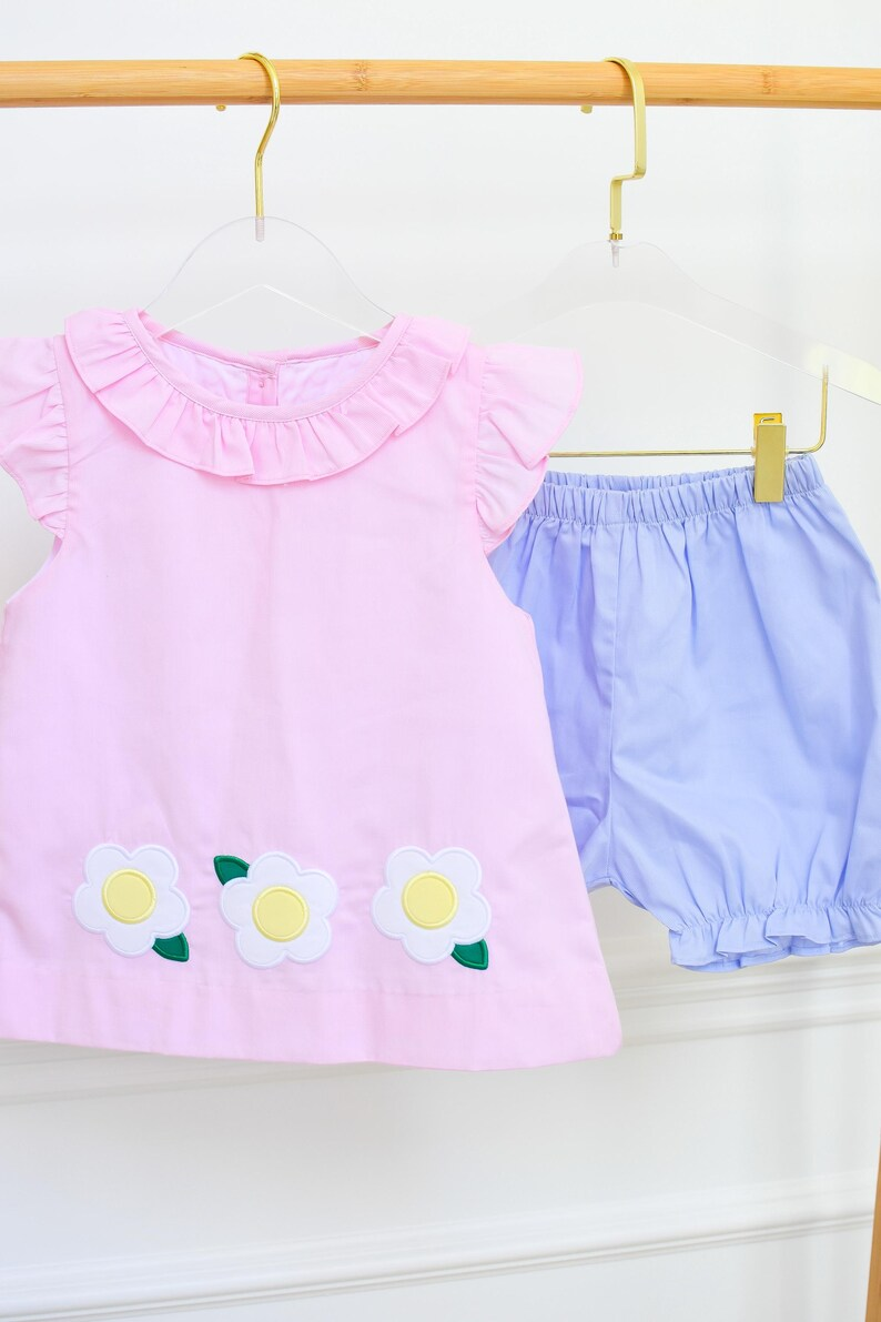 Baby Girls Pink Flutter Sleeve Flowers Tunic Ruffle Shorts Clothes Sets Preorder