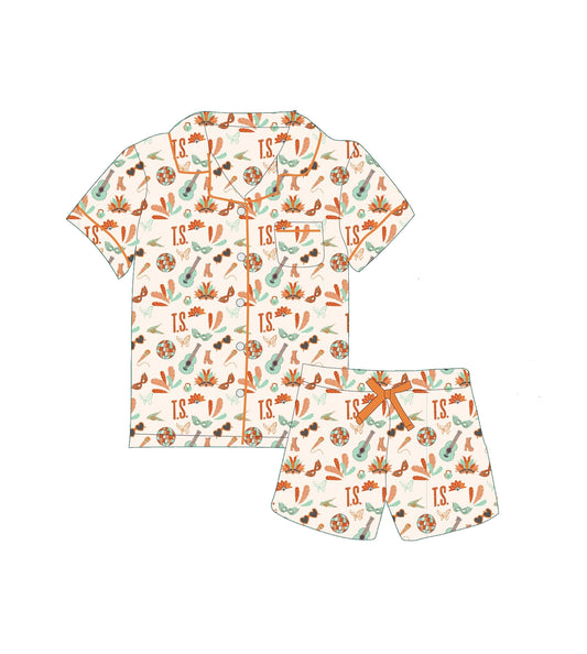 Baby Girls Glasses Guitars Button Pockets Shorts St Patrick Pajamas Sets Preorder