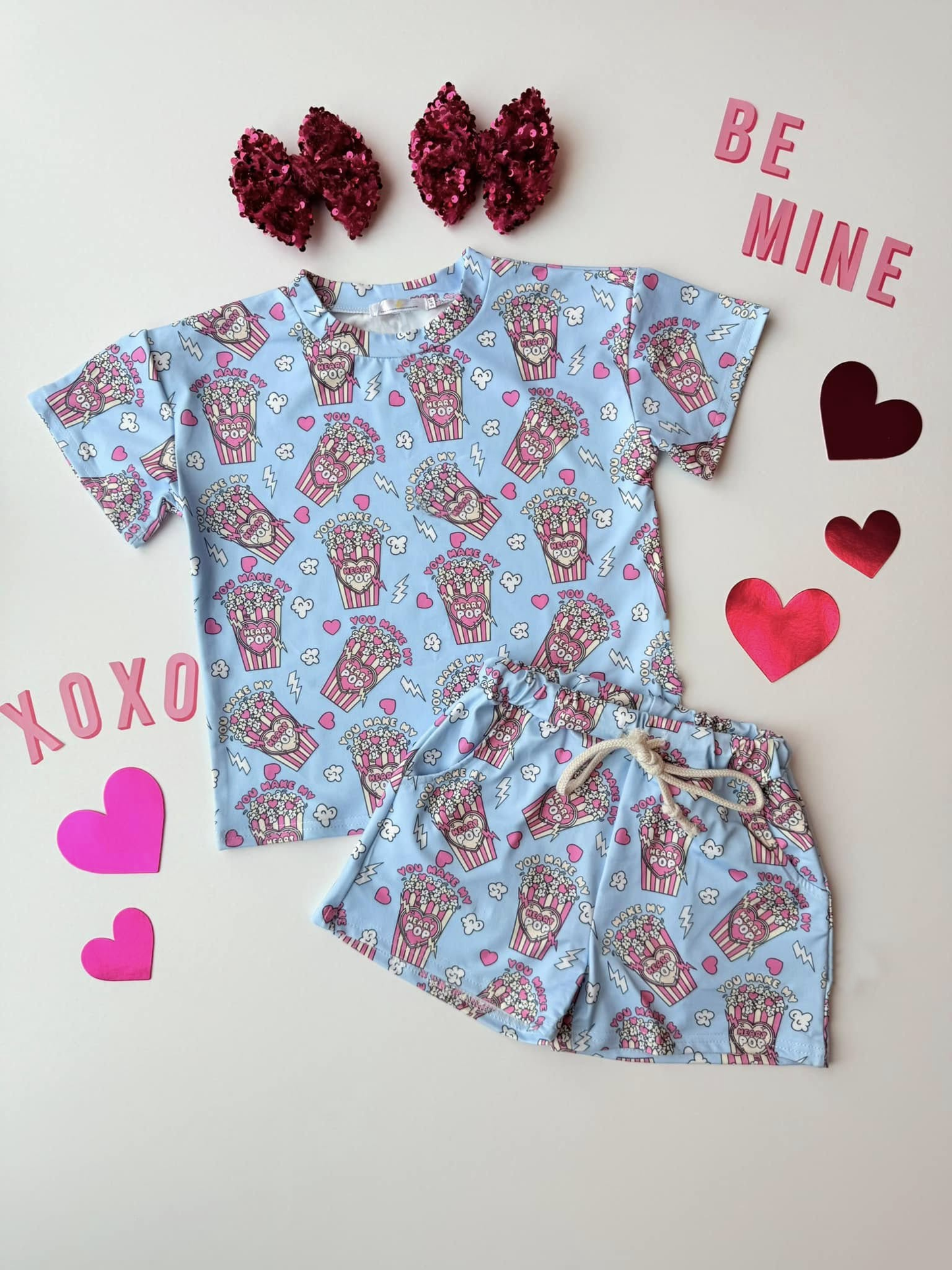 Baby Girls Harts Pop Top Pockets Shorts Valentine Clothes Sets Preorder