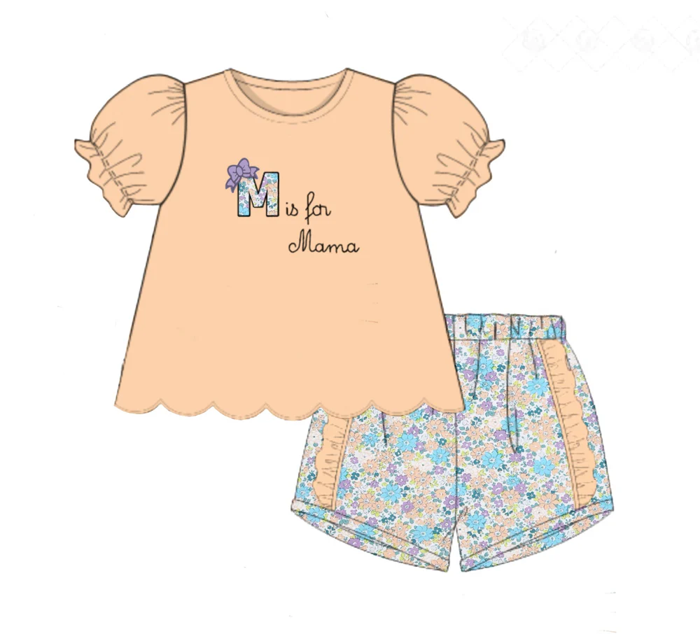 Baby Girls Floral M is My Mama Tunic Ruffle Shorts Clothes Sets Preorder